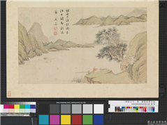 明文嘉诗意图　册　江干闲钓,绘画,山水,人物,树木,花草,器用