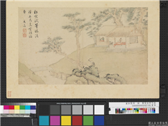 明文嘉诗意图　册　松窗试笔,绘画,山水,人物,树木,建筑,翎毛,器用