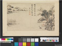明文嘉诗意图　册　秋江听雨,绘画,山水,人物,树木,花草,翎毛,建筑,船