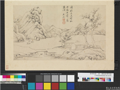明文嘉诗意图　册　清风疏树,绘画,山水,树木,建筑