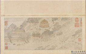 明吴彬岁华纪胜图　册　元夜,绘画,节令与二十四节气,器用,山水,建筑,人物,树木,走兽,船