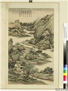 清黄鼎仿古山水　册　平远清淡,绘画,山水,树木,建筑