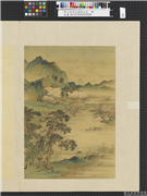 明人仿宋元诸家山水　册　清溪泛棹,绘画,山水,人物,树木,花草,船