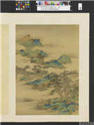 明人仿宋元诸家山水　册　溪山钓隐,绘画,山水,人物,树木,花草,建筑,船