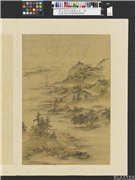 明人仿宋元诸家山水　册　江村远岸,绘画,山水,人物,树木,花草,建筑,船