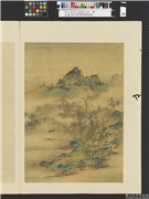 明人仿宋元诸家山水　册　云溪泛舟,绘画,山水,人物,树木,花草,建筑,船,器用