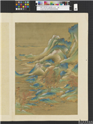 明人仿宋元诸家山水　册　雪溪乘兴,绘画,山水,树木,建筑,人物