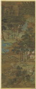 明仇英画移竹图　轴,绘画,树木,建筑,山水,人物,器用,花草