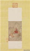 明仇英画三大士像　轴,绘画,佛道人物,走兽,器用