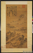 明陈淳画重阳风雨图　轴,绘画,山水,节令与二十四节气,建筑,人物,树木,花草,器用,船