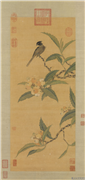 明周之冕枇杷珍禽　轴,绘画,果蔬,翎毛