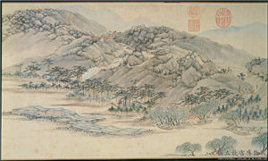 明周琇溪山胜概图　卷,绘画,树木,建筑,人物,山水,车,船