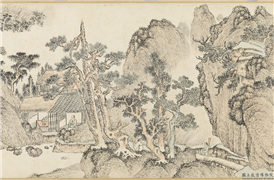明沈周林隐图　卷,绘画,船,山水,建筑,树木,人物