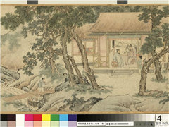 明仇英画园居图王宠题　卷,绘画,山水,器用,人物,建筑,花草,树木