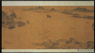 明文徵明山水　卷,绘画,山水,树木,船,建筑,走兽,器用,人物