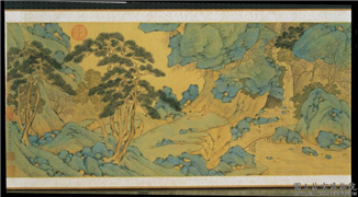 明文徵明山水　卷,绘画,山水,树木,花草,人物,建筑,器用