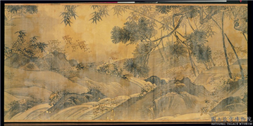 明张纪画三友图　卷,绘画,树木,花草,山水