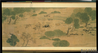 明人考牧图　卷,绘画,山水,建筑,走兽,树木,人物,花草,器用,五谷,车,翎毛