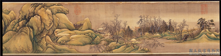 清王翬临王维山阴霁雪图　卷,绘画,建筑,人物,山水,花草,树木,船,翎毛