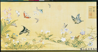 清余省百蝶图　卷,绘画,草虫,花草,山水