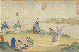 清丁观鹏太平春市图　卷,绘画,节令与二十四节气,山水,人物,民俗技艺,建筑,翎毛,走兽,水中动植物,器用,果蔬,树木,花草