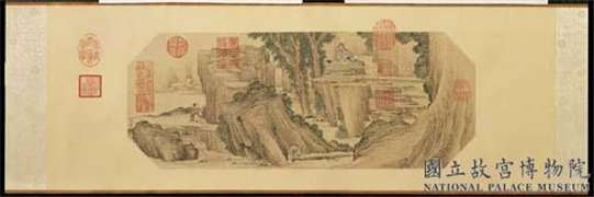 清金廷标洗砚烹茶图　卷,绘画,山水,翎毛,器用,树木,花草,人物