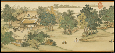 清谢遂仿宋院本金陵图　卷,绘画,建筑,船,山水,树木,车,人物,器用,翎毛,走兽,佛道人物