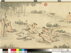 清黎明仿金廷标竹溪六逸　卷,绘画,经史-故事,人物,树木,器用,山水,花草