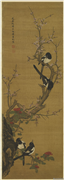 明吕纪先春四喜　轴,绘画,翎毛,花草,山水