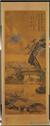 明唐寅岁朝图　轴,绘画,节令与二十四节气,山水,树木,器用,建筑,花草,人物