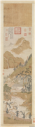明仇英林亭佳趣　轴,绘画,山水,人物,树木,花草,器用,建筑,翎毛