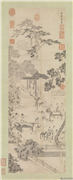 明仇英西园雅集图　轴,绘画,经史-故事,山水,人物,佛道人物,树木,建筑,器用