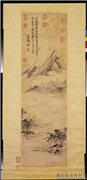 明陈淳江流澄碧图　轴,绘画,山水,船,树木,建筑,人物