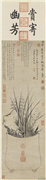 明孙克弘画盆兰　轴,绘画,花草,山水,器用