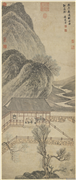 明宋懋晋山水　轴,绘画,山水,人物,树木,建筑,器用