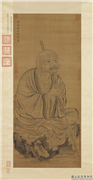明吴彬画罗汉 （第八嘎纳嘎拔哈喇缀襍尊者）　轴,绘画,佛道人物,器用