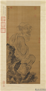 明吴彬画罗汉（第十四纳阿噶塞纳尊者）　轴,绘画,佛道人物,器用