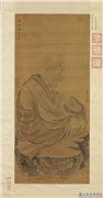 明吴彬画罗汉（第十五锅巴嘎尊者）　轴,绘画,佛道人物,器用,山水