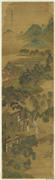 明张翀画仙庐授液　轴,绘画,经史-故事,山水,人物,树木,建筑,走兽,花草,器用