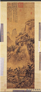 明史端木仿黄公望山水　轴,绘画,山水,建筑,人物,器用,树木