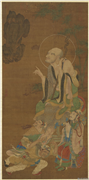 明人画罗汉　轴,绘画,佛道人物,山水,人物,器用,树木