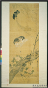 清俞笙花鸟　轴,绘画,翎毛,树木,草虫,花草