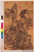 清王翬画万壑松风　轴,绘画,山水,树木,建筑,船