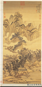 清王翬潇湘听雨图　轴,绘画,山水,建筑,翎毛,走兽,树木,人物,器用