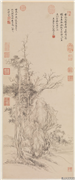清恽寿平仿倪瓒古木丛篁图　轴,绘画,树木,山水