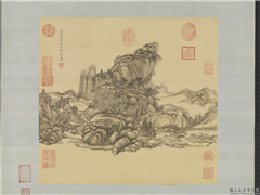 清王原祁画山水　轴,绘画,山水,树木,建筑