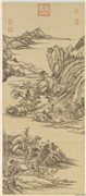 清王原祁江山清霁图　轴,绘画,山水,树木,建筑