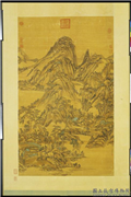 清王原祁重山叠嶂图　轴,绘画,山水,树木,建筑