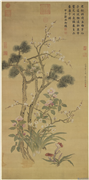 清蒋廷锡岁朝图　轴,绘画,树木,花草,节令与二十四节气