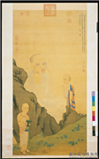 清周禧画罗汉（丁）　轴,绘画,佛道人物,树木,花草,果蔬,器用